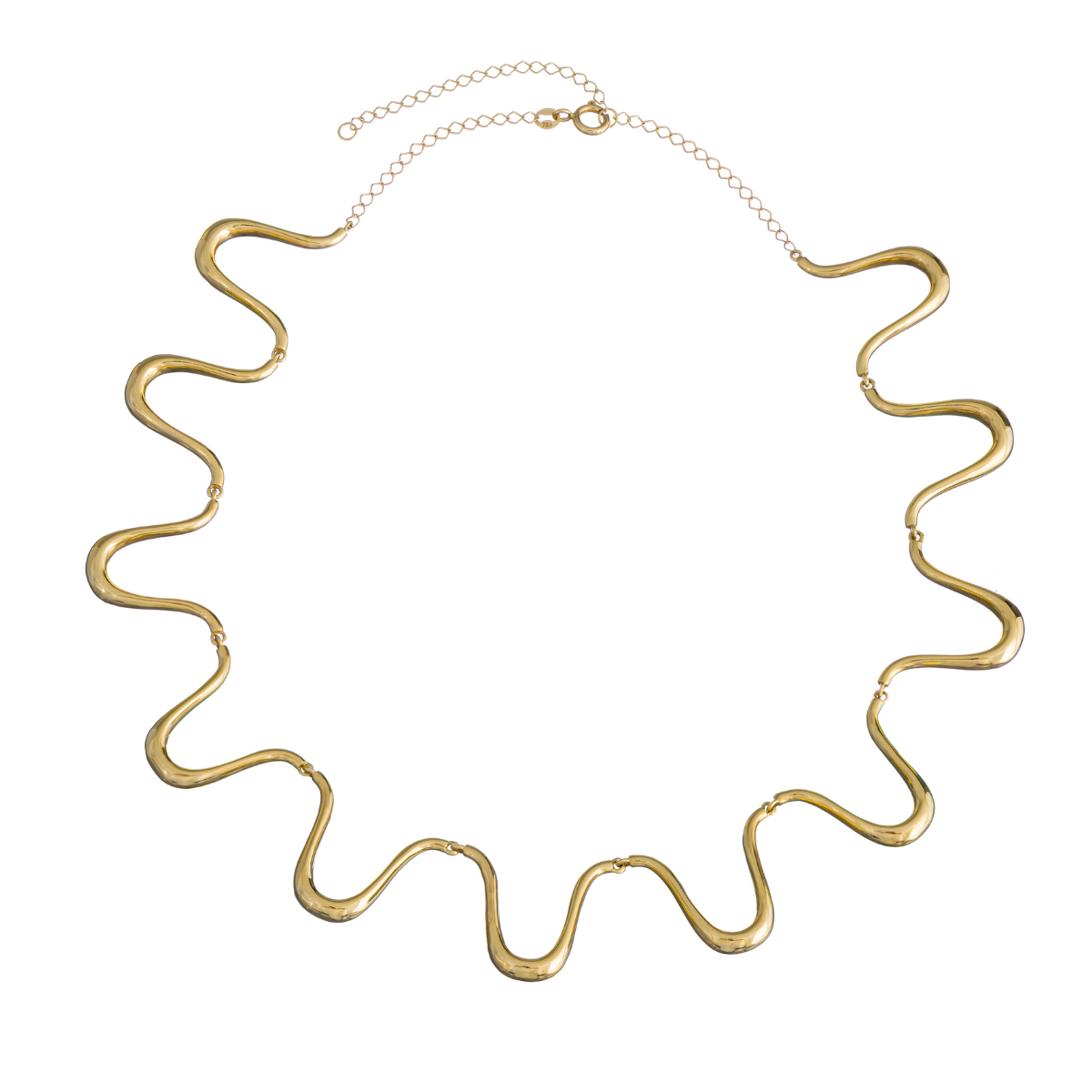 Colar em Ouro Amarelo Maleável Formato Onda 2 em 1