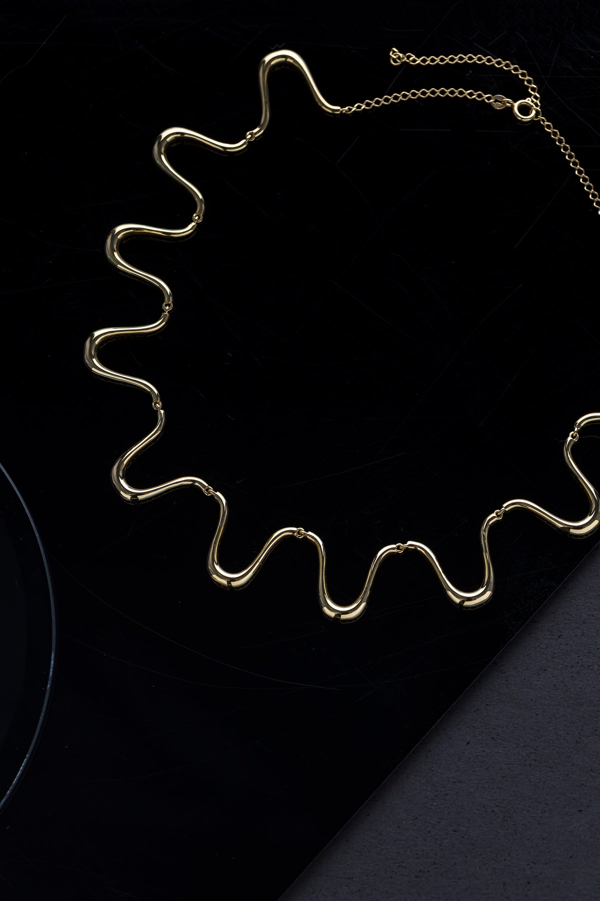 Colar em Ouro Amarelo Maleável Formato Onda 2 em 1