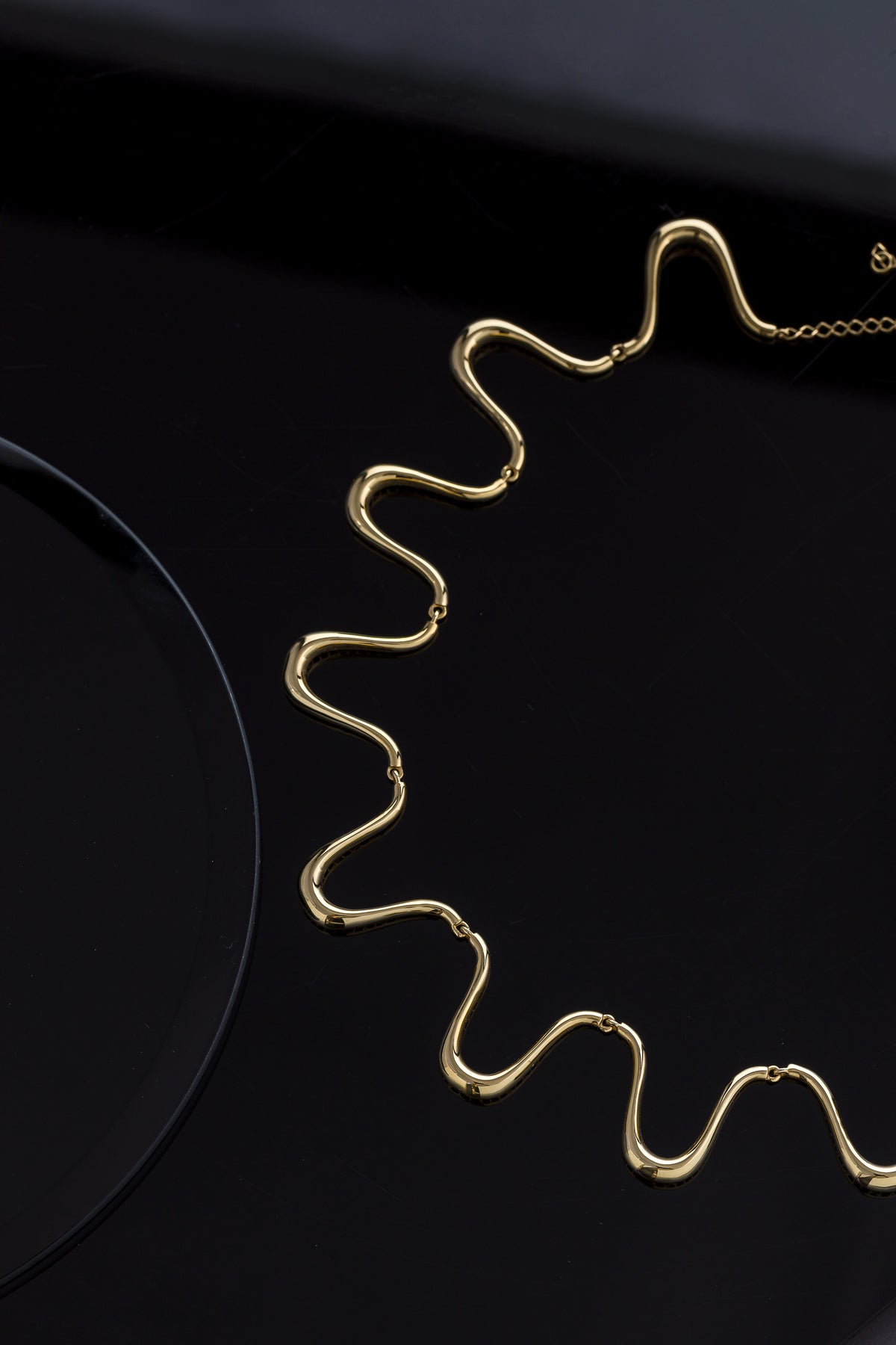 Colar em Ouro Amarelo Maleável Formato Onda 2 em 1