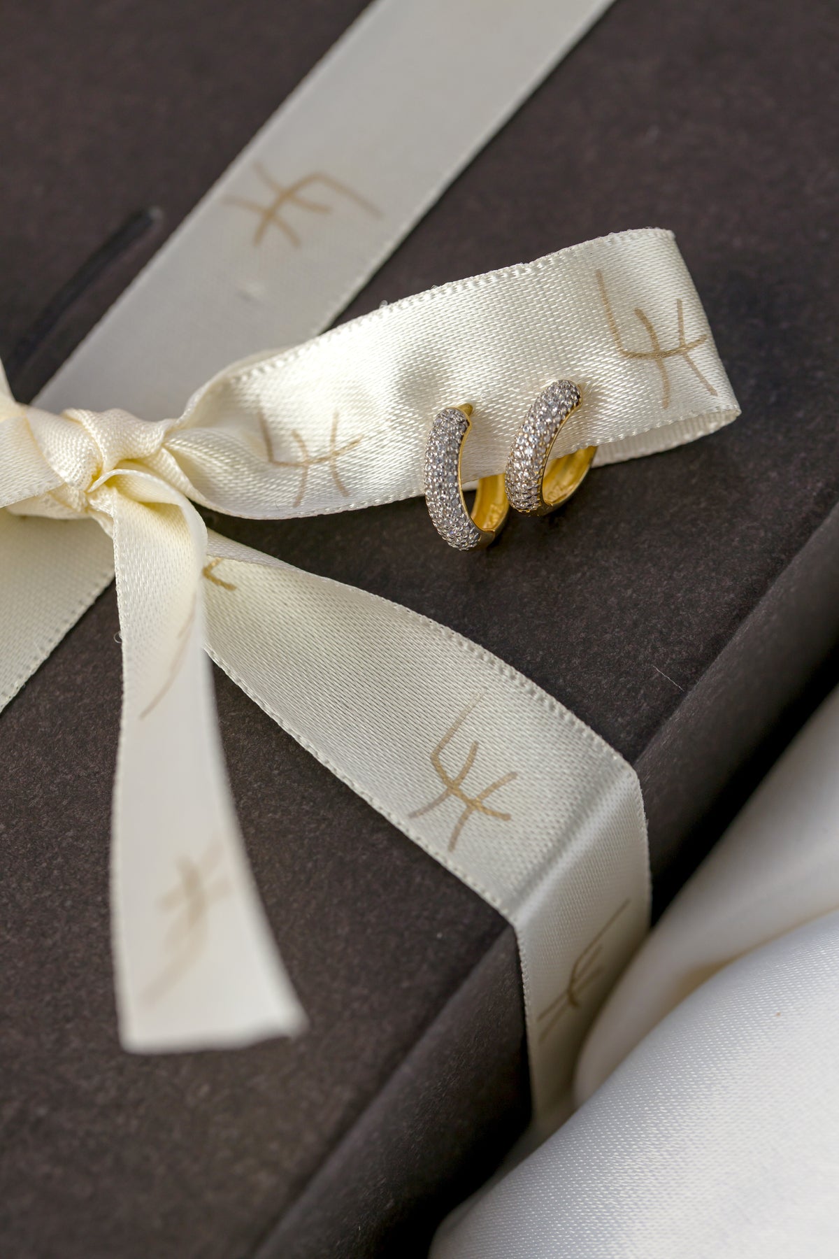 Brinco de Argola em Ouro Amarelo com Topázio Branco