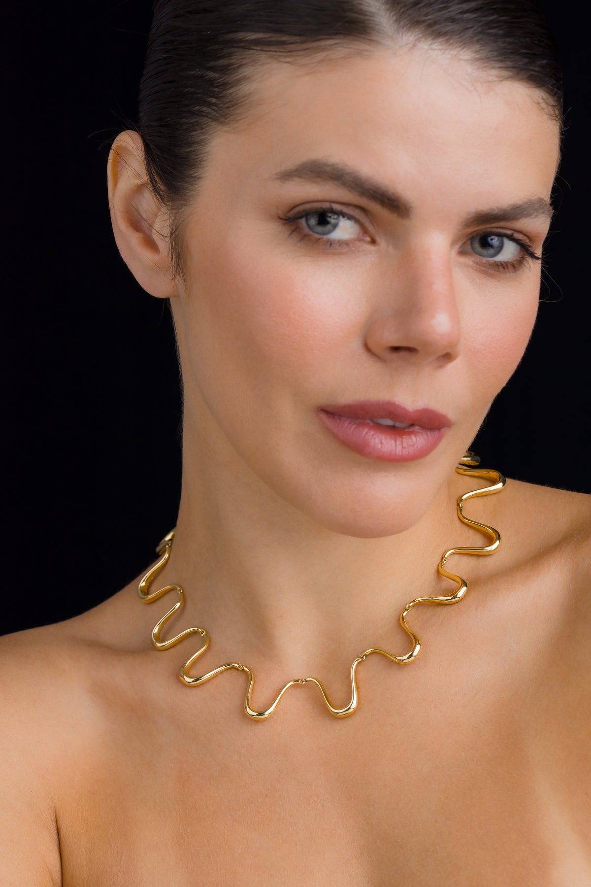 Colar em Ouro Amarelo Maleável Formato Onda 2 em 1