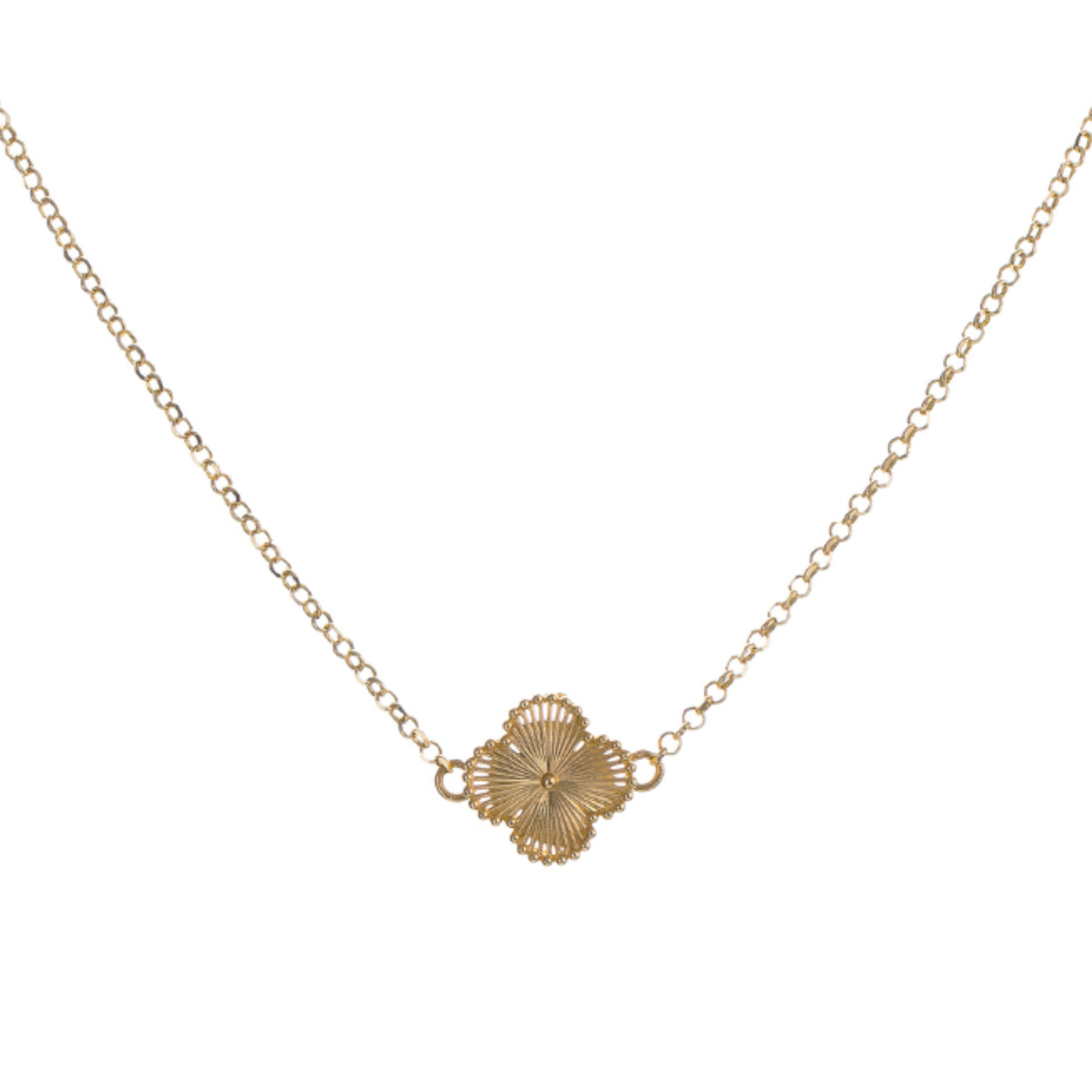 Colar em Ouro Amarelo com Pingente Fixo de Trevo